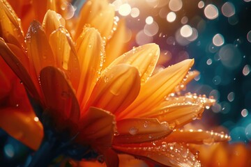 Fototapeta premium A beautiful close up image of a flower covered in glistening water droplets. Perfect for nature lovers or as a refreshing and calming element in designs
