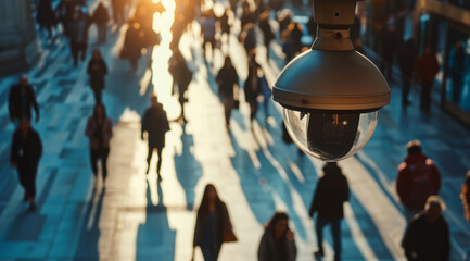 CCTV Surveillance network and face recognition, lack of privacy law and regulation - obrazy, fototapety, plakaty