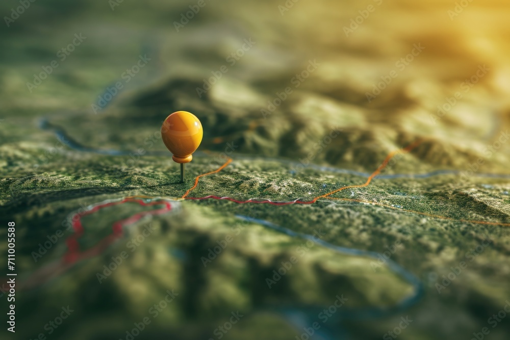 Poster A map with a pin in the middle. Ideal for travel and navigation-related projects