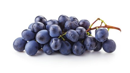 A bunch of blue grapes on a white surface. Can be used for food and beverage related projects
