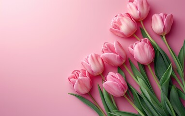 Obraz premium Tulips flower banner, March 8 Women's day, space for text