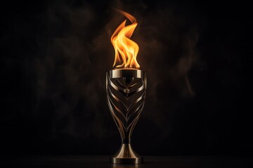 Iconic glow: Olympic flame shines brightly against a deep black setting.