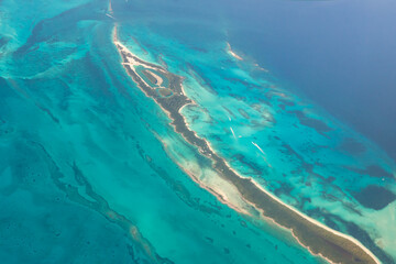 Arial view of the Bahamian Archipelago in the Atlantic Ocean