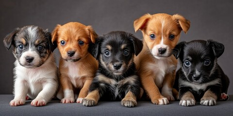 Adorable puppies in a row