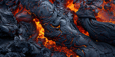 dusty coal and ash, detail of a lava stream