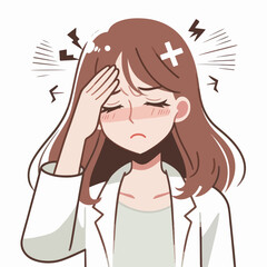 Vector headache dizzy trouble concept woman cartoon illustration