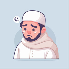 Vector illustration of a young man with a sad expression