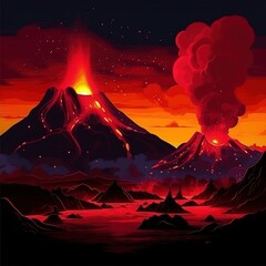 Volcanic Eruption on Alien Planet - obrazy, fototapety, plakaty