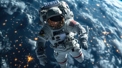 Astronaut spaceman do spacewalk while working for space station - Powered by Adobe