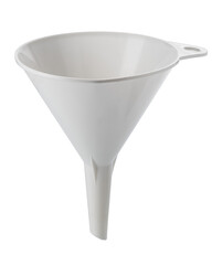 White plastic funnel isolated