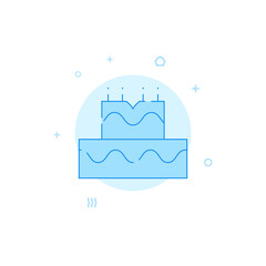 Cake, wedding flat vector icon. Filled line style. Blue monochrome design. Editable stroke