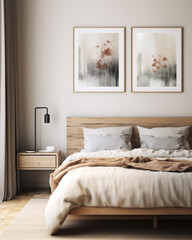 Fototapeta na wymiar French country interior design of modern bedroom in farmhouse