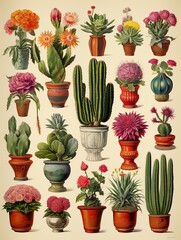 Cactus Varieties: Botanical Wall Prints Inspired by the Diverse World of Desert Plants