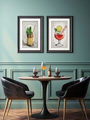 Classic Cocktails Happy Hour Wall Prints: Timeless Drinks Reimagined in Vibrant Art - obrazy, fototapety, plakaty