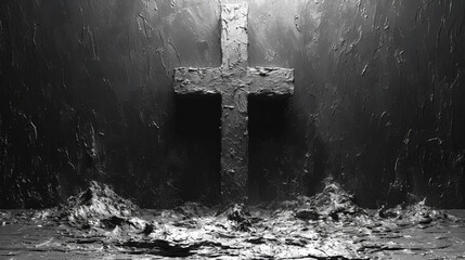 Christian cross, gray, illustration