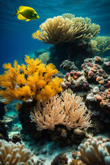 Naklejka na ściany i meble Tropical fish on a coral reef in the Sea.