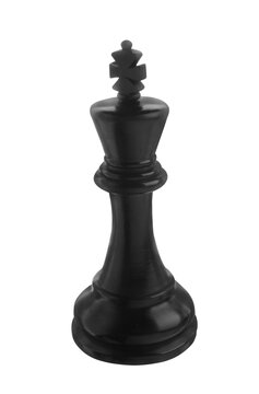 Black wooden chess king isolated on white