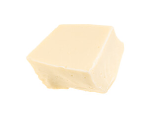 Piece of tasty chocolate isolated on white