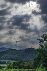  sky over a lone wind turbine