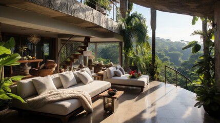 Modern luxury villa with stunning jungle views