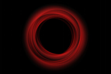 Neon swirl. Curved purple line light effect. Red portal or energy tunnel