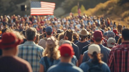 People going to a US election rally - obrazy, fototapety, plakaty