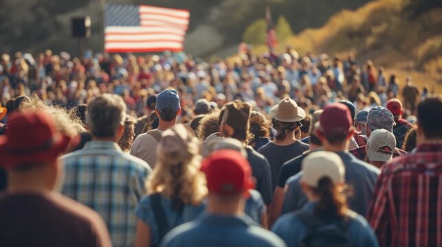 People going to a US election rally