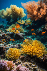 Fototapeta na wymiar Tropical fish on a coral reef in the Sea.