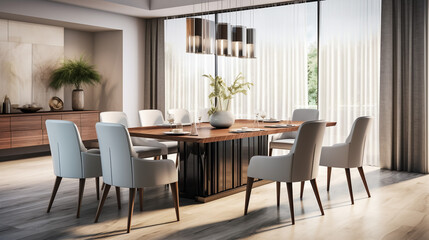 Fototapeta na wymiar Interior design of luxury apartment dining room