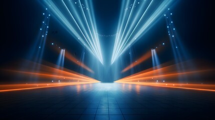 Stage light background with spotlight illuminated the stage for entertainment show, event, concert. Stage lighting. 