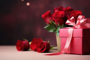 gift roses, copy space, Valentine's day and love concept