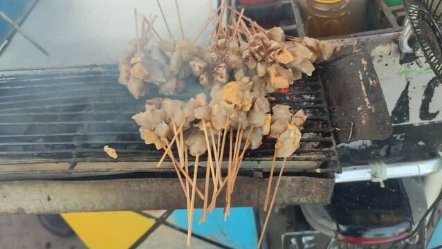 Delicious street food tofu satay