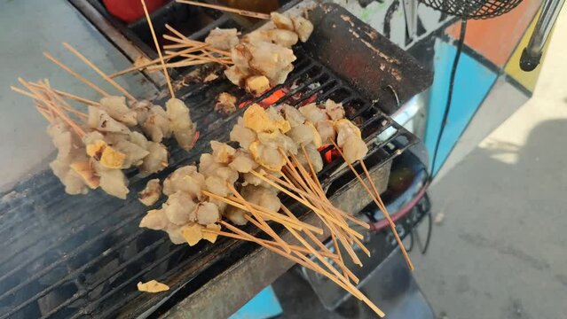 Delicious street food tofu satay