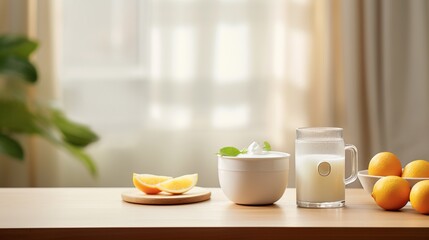 Fototapeta na wymiar Refreshing citrus and mint yogurt