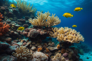 Fototapeta na wymiar Tropical fish on a coral reef in the Sea.