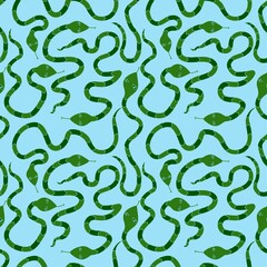 Cartoon animals seamless snakes pattern for wrapping paper and fabrics and new year 2025 packaging