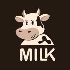 Cow milk logo template. Vector illustration.