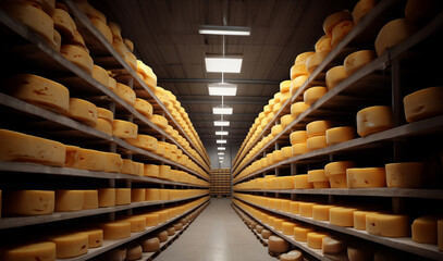 cheese production at a dairy factory