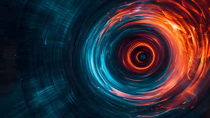 An electrifying vortex of vibrant colorfulness, the blue and orange swirls of this fractal art create a mesmerizing spiral of abstract light that is both chaotic and harmonious