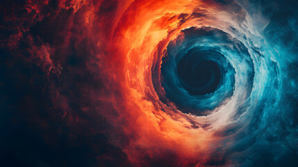 A mesmerizing vortex of swirling clouds, reminiscent of a celestial dance in nature, draws the eyes to a dreamy space of vibrant hues - obrazy, fototapety, plakaty