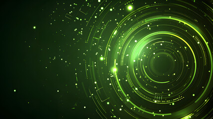 A mesmerizing vortex of green circles and dots radiates light, evoking a sense of endless space and captivating the viewer with its intricate patterns