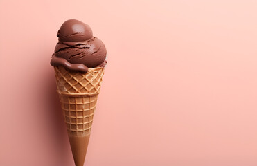 Chocolate Ice cream  in waffle cone