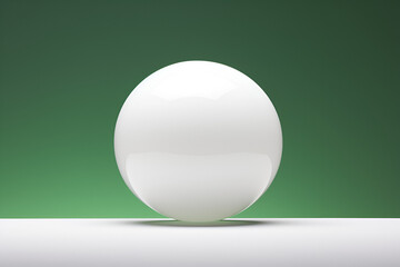 White sphere, ball on green background