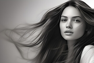 Fototapeta premium Long Hair in Detail Monochrome