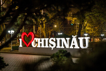 I love Chisinau sign in a park in moldova