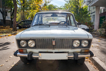 closeup of front of old zhiguli car