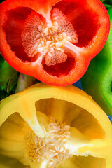Close-Up 4K Ultra HD Image of Colorful Cut Bell Pepper - Culinary Palette