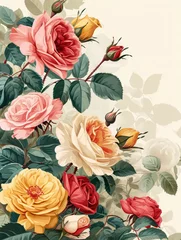 Rolgordijnen A vintage floral card with soft pink flowers, perfect for a gentle artistic touch card. © Jan