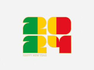 Abstract numbers 2024 with flag of Mali.