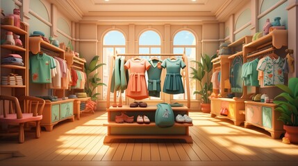 A virtual fitting room with clothes and accessories
